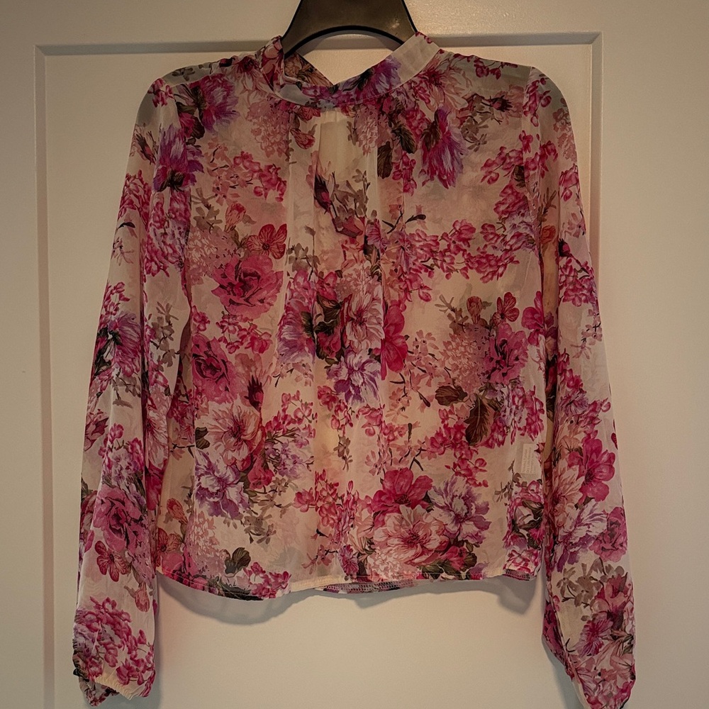 SHEIN Floral Blouse in Pink and Cream